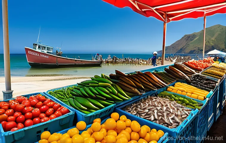 세인트헬레나 로컬 요리 맛집 - **Prompt:** "A vibrant and bustling St. Helena local market scene. In the foreground, an authentic d...