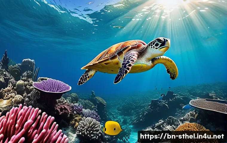세인트헬레나 해양 스포츠 정보 - **Prompt:** "A vibrant underwater scene off the coast of St. Helena. Crystal-clear, warm blue water ...