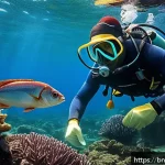 세인트헬레나의 해양자원 활용 - A vibrant underwater scene off the coast of Saint Helena showcasing diverse marine life including co...