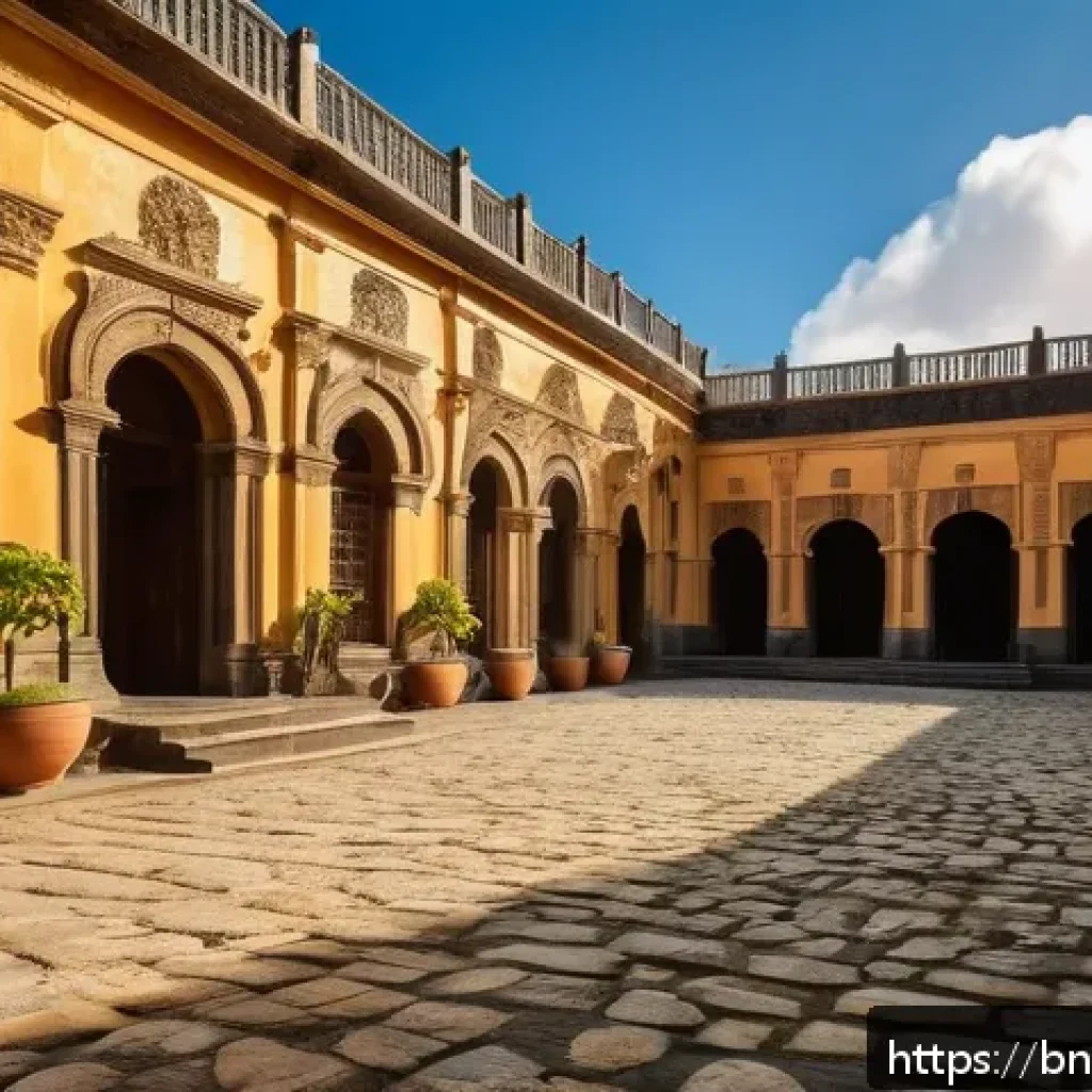 세인트헬레나 역사적 유적지 - A majestic ancient palace from Saint Helena, showcasing unique architectural features: intricately c...
